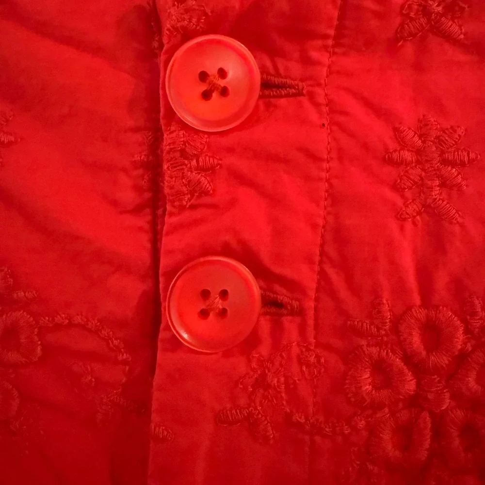 Free People Sweet Like Candy Shorts Women XL Red Eyelet Scalloped High Rise Boho